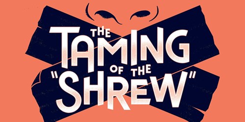 On an orange background, nostrils are illustrated at the top of the image. Below the nostrils, is thick black tape with the title 'The Taming of the "Shrew"' in bold lettering. 